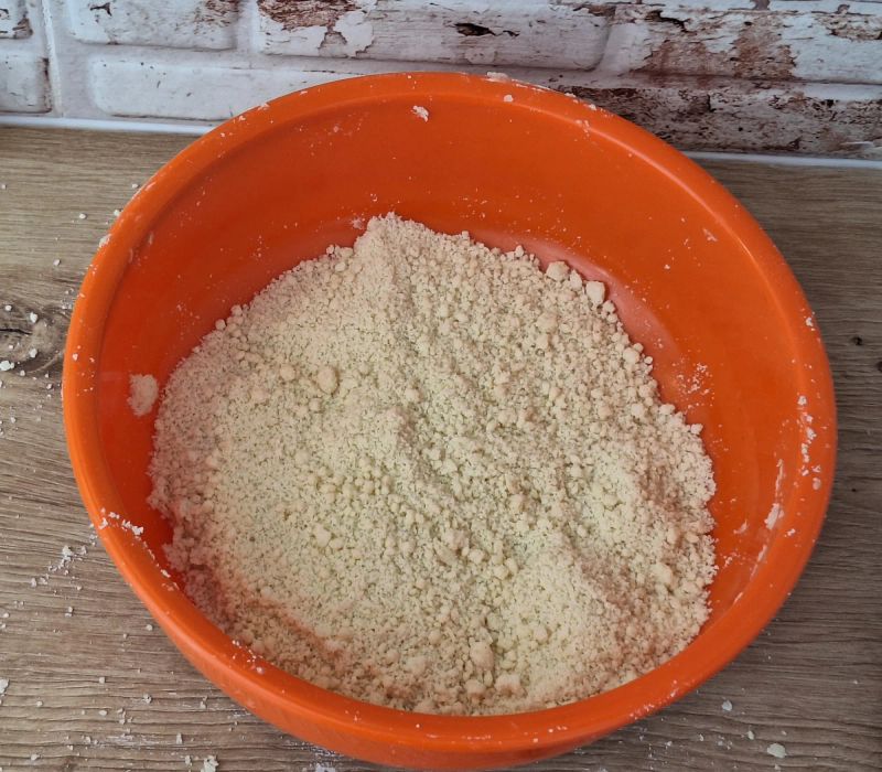 Flour and butter rubbed together until the mixture resembles coarse breadcrumbs