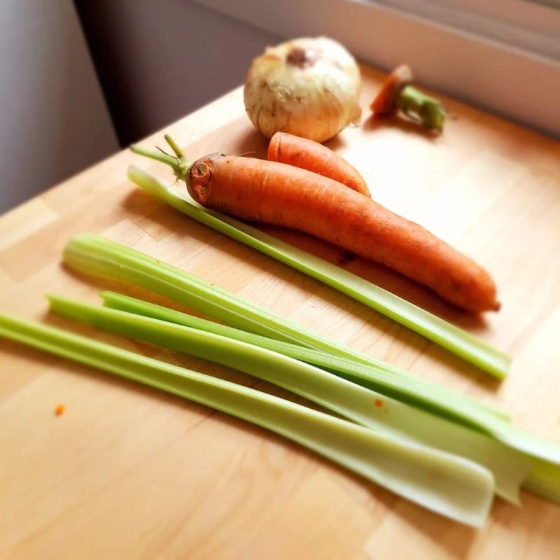 Carrots, celery and onion for making Ragù Bolognese