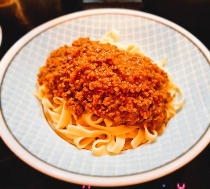 Tagliatelle topped with homemade Ragù Bolognese
